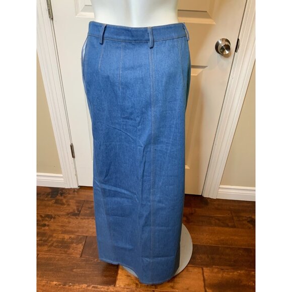 Aya Muse Colia Blue Denim Slit Front Maxi Skirt NWT $880, Size XS - Picture 9 of 10